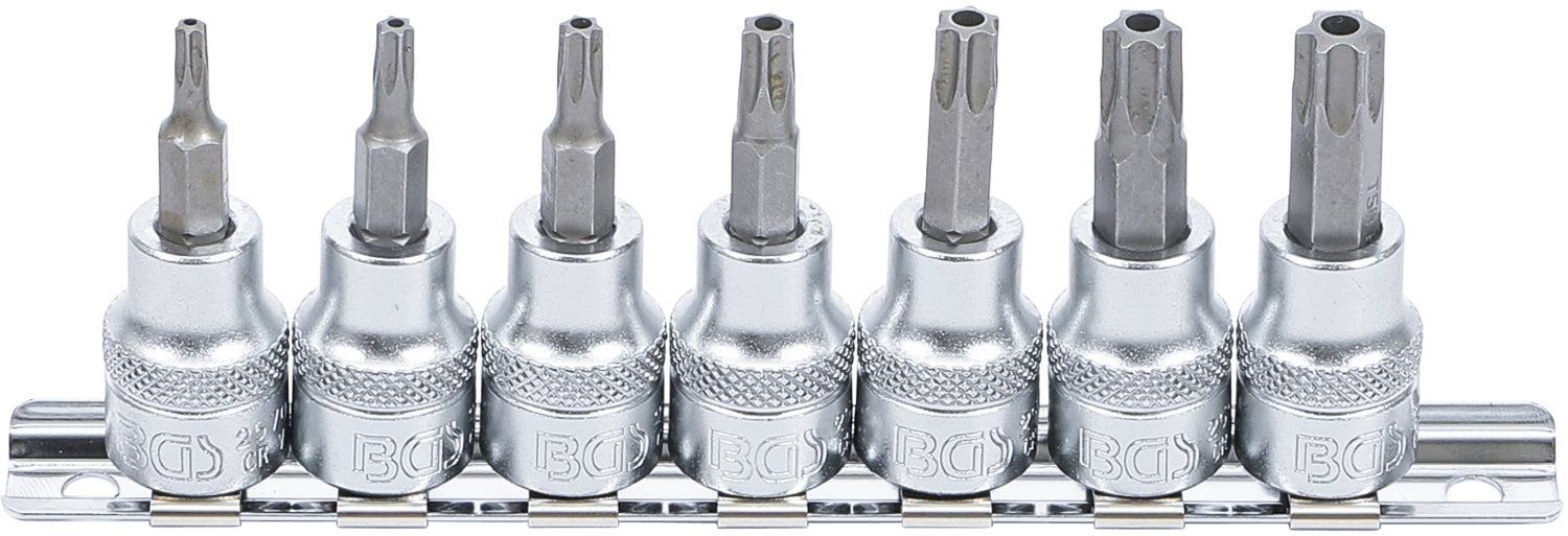 BGS 9341 Satz Biteinsätze T-Profil (für Torx) mit Bohrung T15 - T50 Antrieb 10mm (3/8")