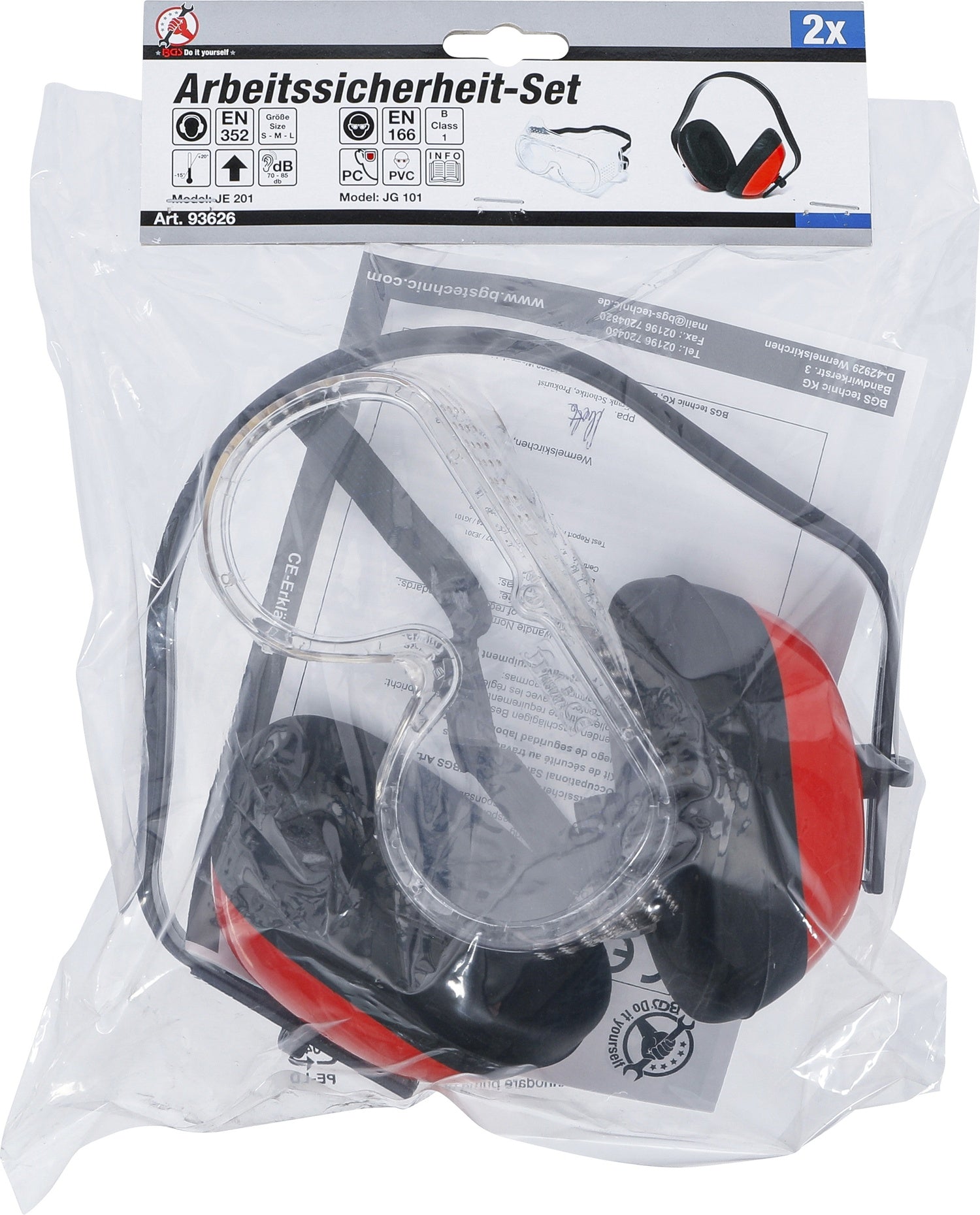 BGS DIY 93626 Set Arbeitssicherheit Schutzbrille Gehörschutz 2 teilig