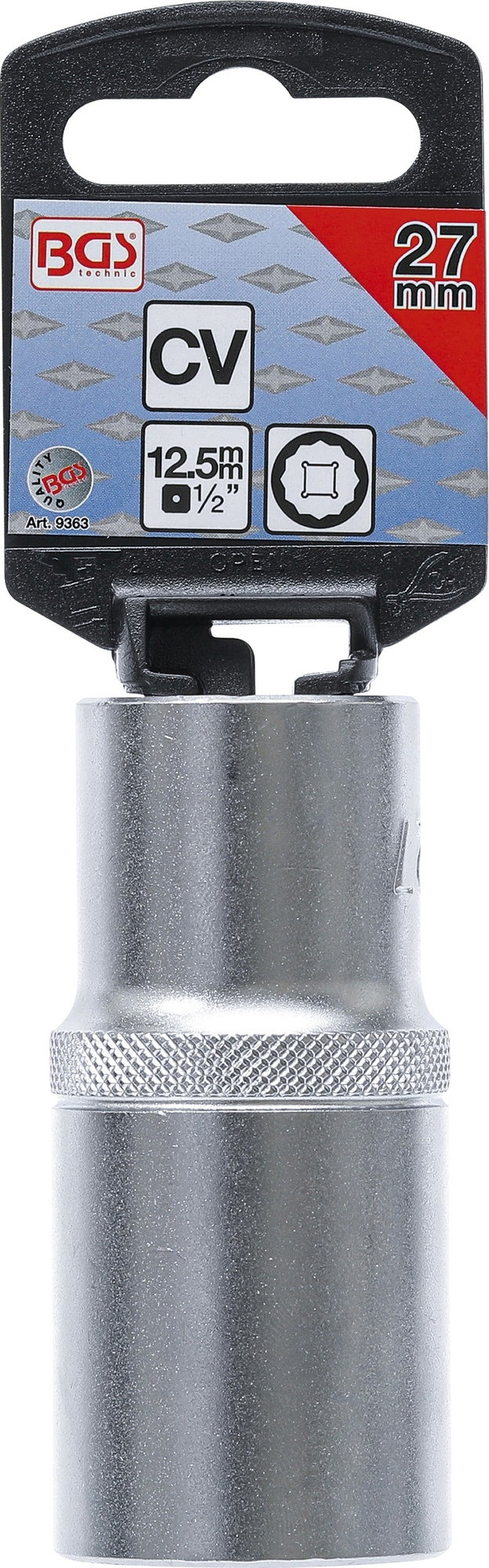 BGS 9363 Nuss / Stecknuss / Steckschlüsseleinsatz Zwölfkant tief SW 27mm Antrieb 12,5mm (1/2")