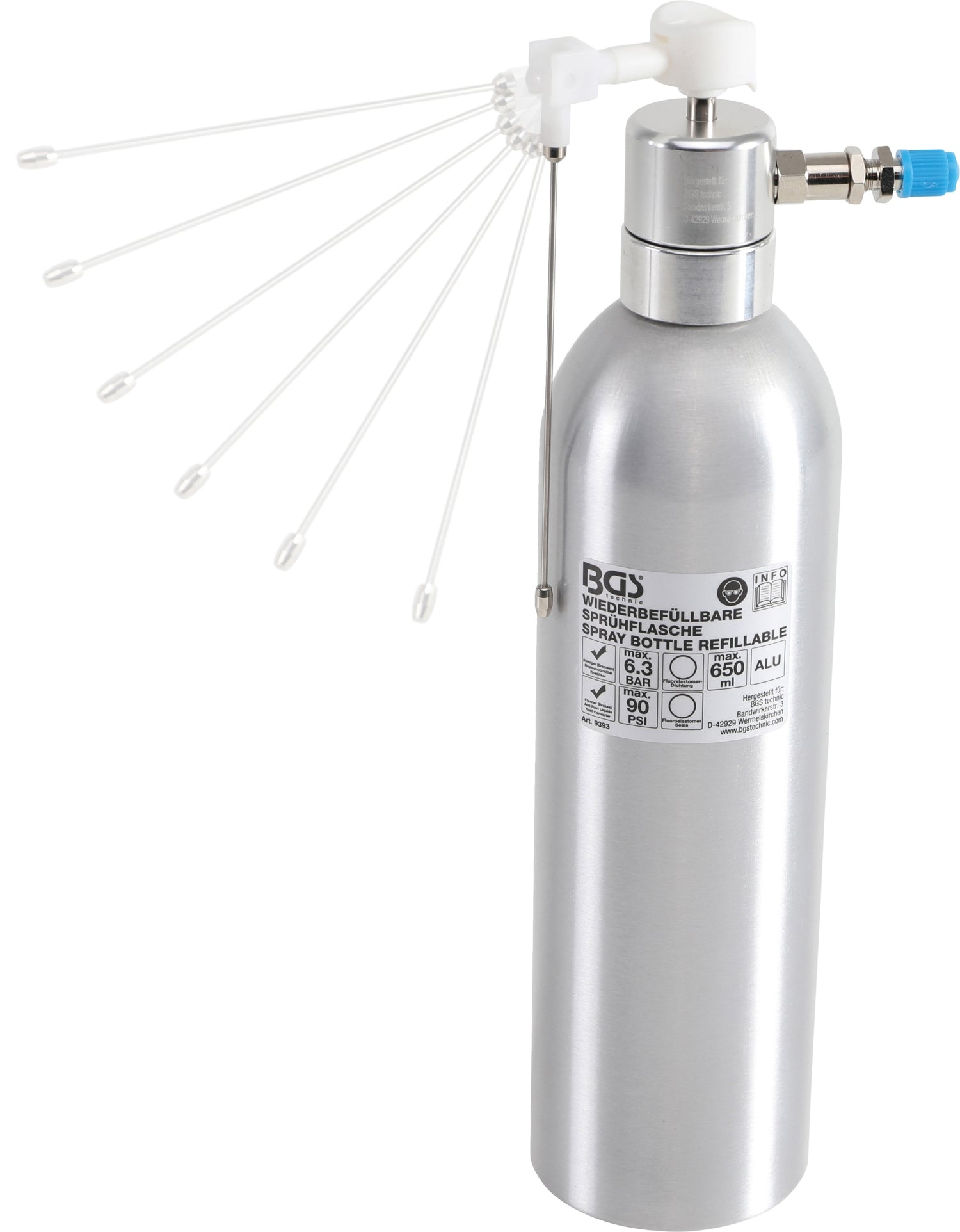 BGS 9393 Druckluft Sprühflasche aus Aluminium Volumen 650ml