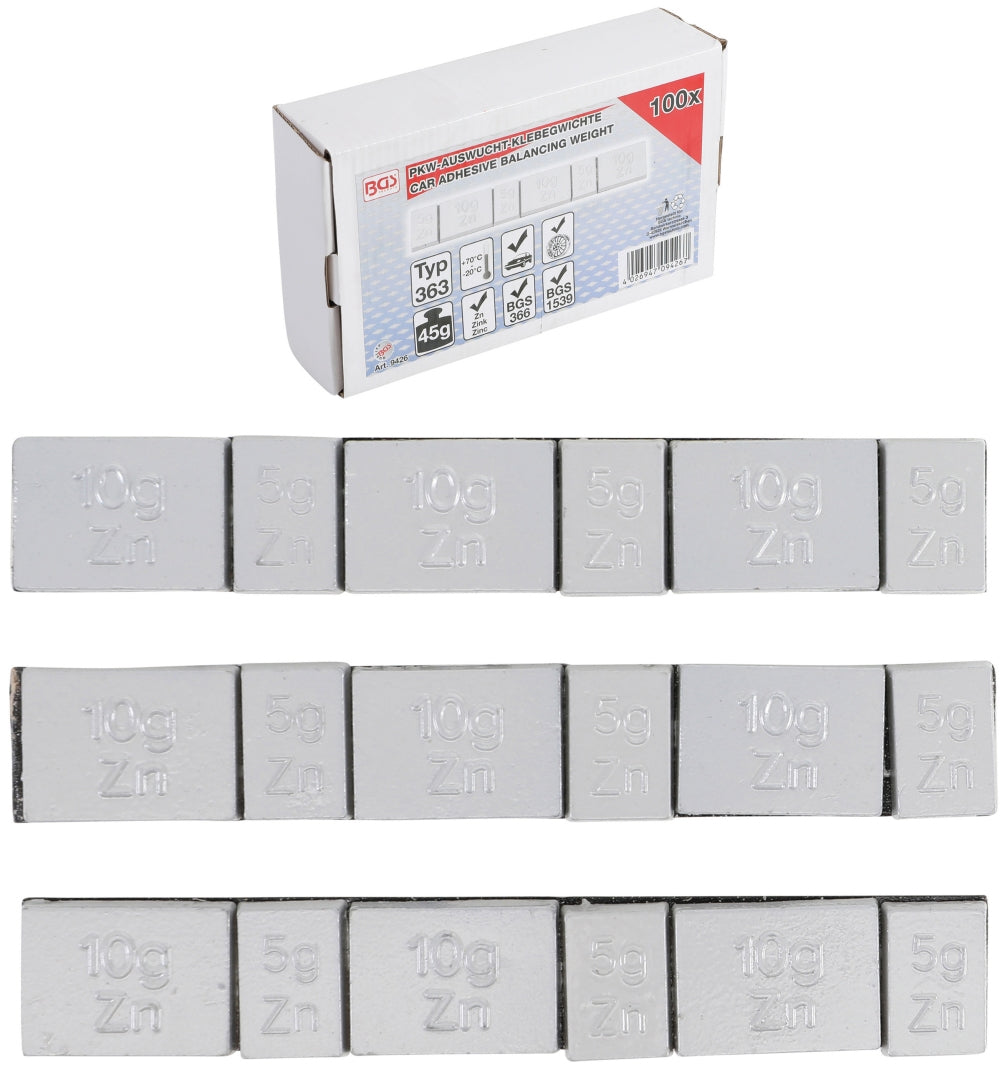 BGS 9426 Auswuchtklebegewichte Typ 363 45g 100 teilig