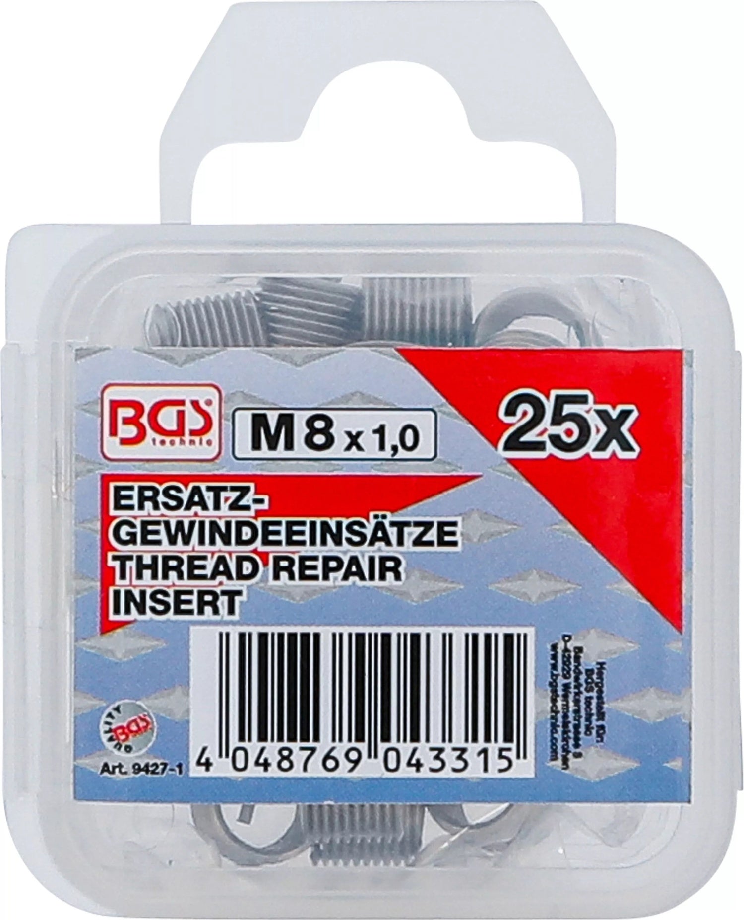 BGS 9427-1 Ersatz Gewindeeinsätze M8 x 1,0mm 25 teilig