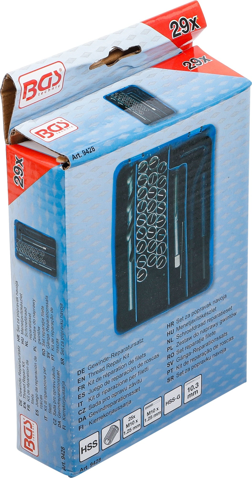 BGS 9428 Satz Gewindereparatur M10 x 1,25 - 29 teilig in Box