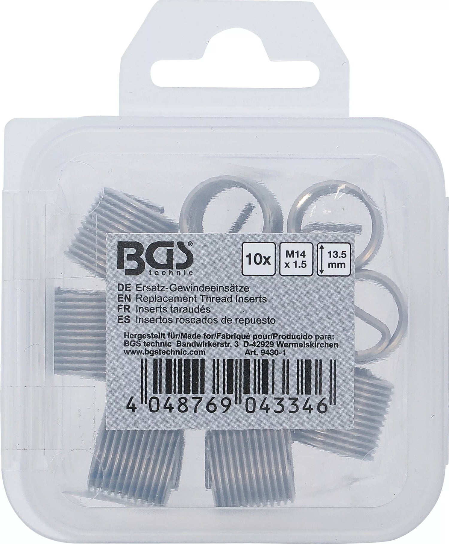 BGS 9430-1 Ersatz Gewindeeinsätze M14 x 1,5mm 10 teilig