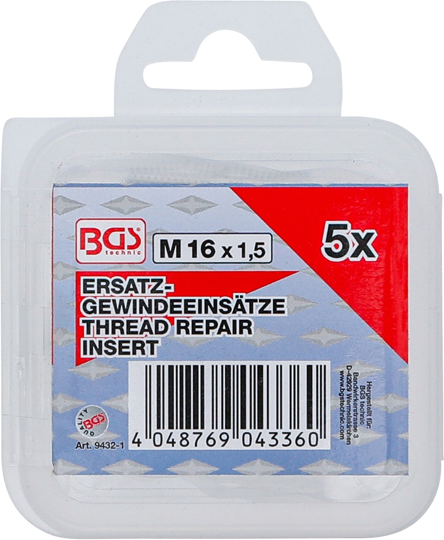 BGS 9432-1 Ersatz Gewindeeinsätze M16 x 1,5mm 10 teilig
