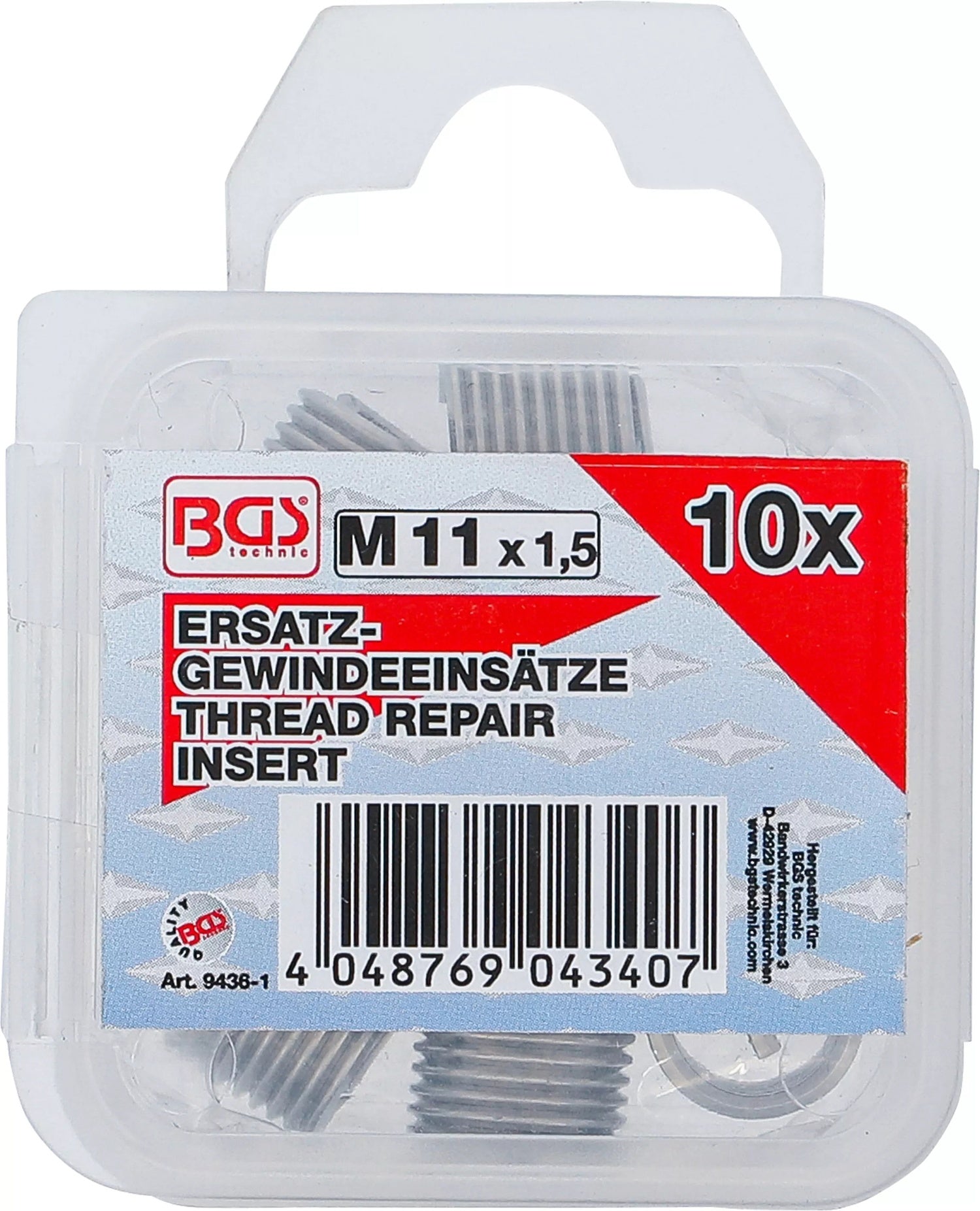 BGS 9436-1 Ersatz Gewindeeinsätze M11 x 1,5mm 10 teilig