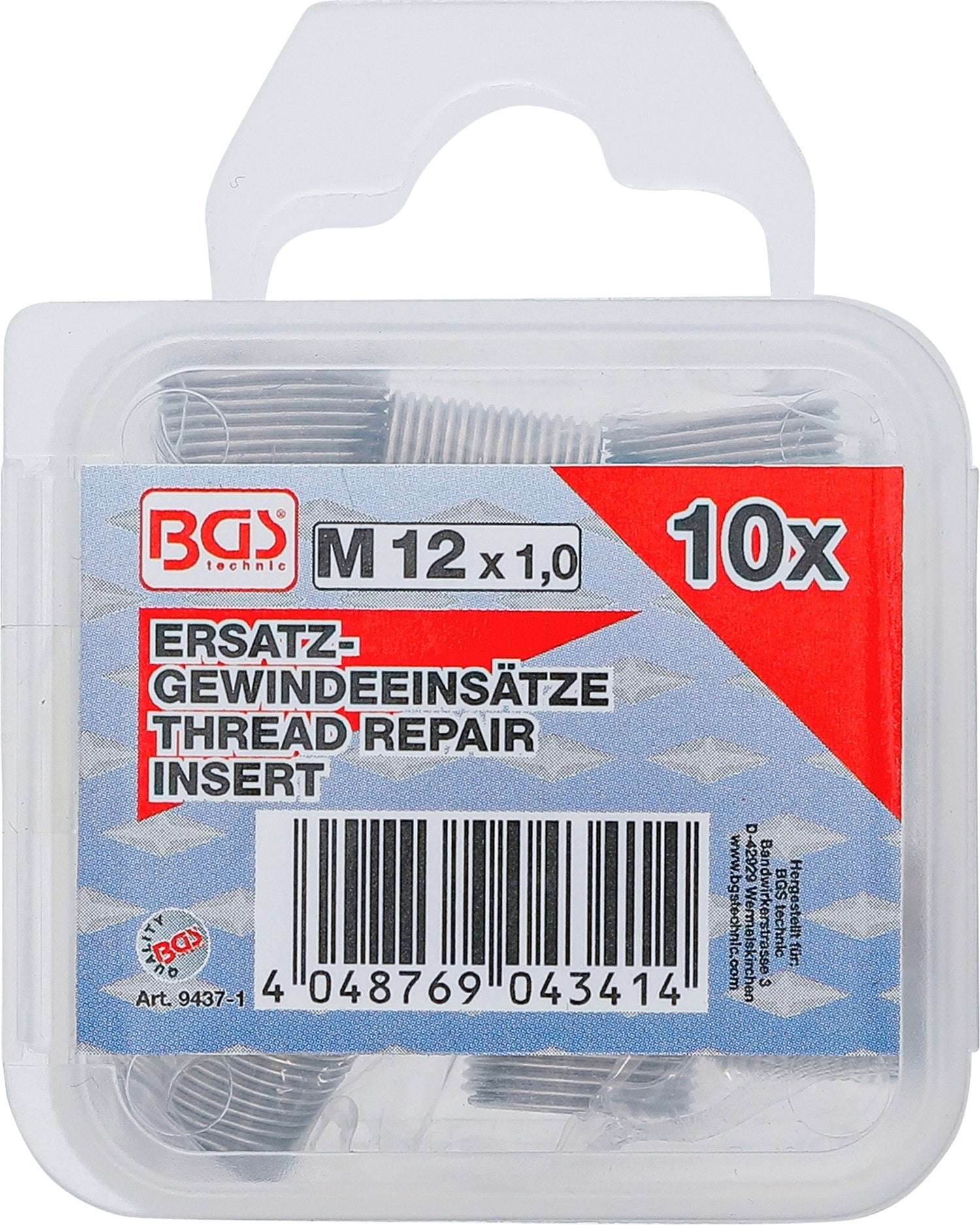 BGS 9437-1 Ersatz Gewindeeinsätze M12 x 1,0mm 10 teilig