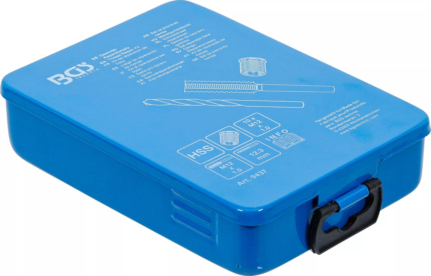 BGS 9437 Satz Gewindereparatur M12 x 1,0 - 14 teilig in Box