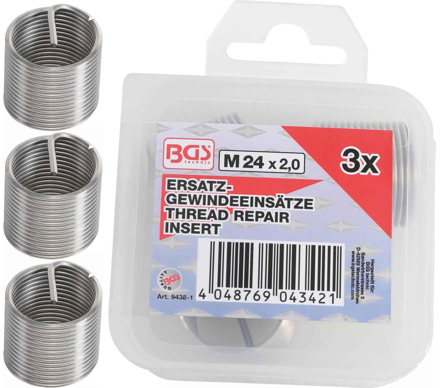 BGS 9438-1 Ersatz Gewindeeinsätze M24 x 2,0mm 3 teilig