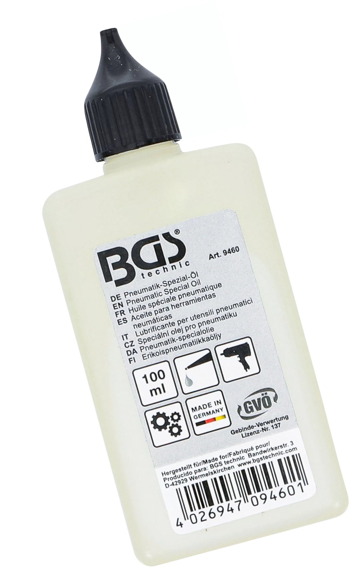 BGS 9460 Flasche Pneumatiköl Luftöl für Druckluft Werkzeuge 100ml silikonfrei