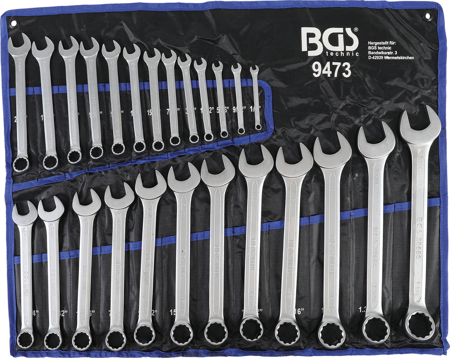 BGS 9473 Satz ZOLL INCH Maulringschlüssel 1/4"-1.1/4" 25 teilig