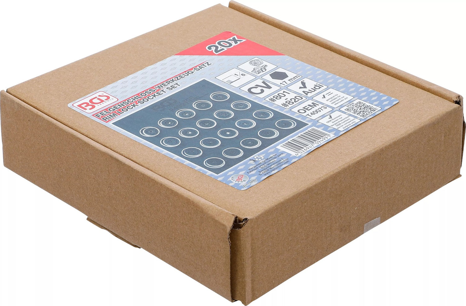 BGS 9499 Satz Werkzeug für Felgenschlösser für Audi 20 teilig Werkstattwageneinlage 1/6