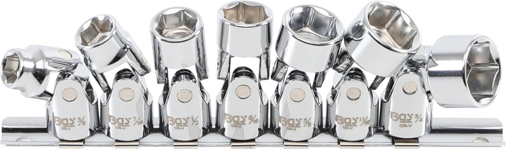 BGS 9501 ZOLL Satz Gelenksteckschlüsseleinsätze Sechskant Antrieb Innenvierkant 10mm (3/8") SW 3/8" - 3/4"