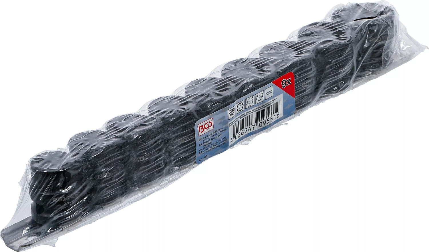 BGS 9551 Satz Kraft Steckschlüsseleinsätze Sechskant extra flach Antrieb 12,5mm (1/2") SW 13 - 24mm