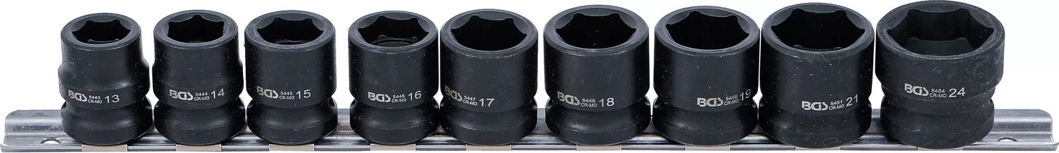 BGS 9551 Satz Kraft Steckschlüsseleinsätze Sechskant extra flach Antrieb 12,5mm (1/2") SW 13 - 24mm