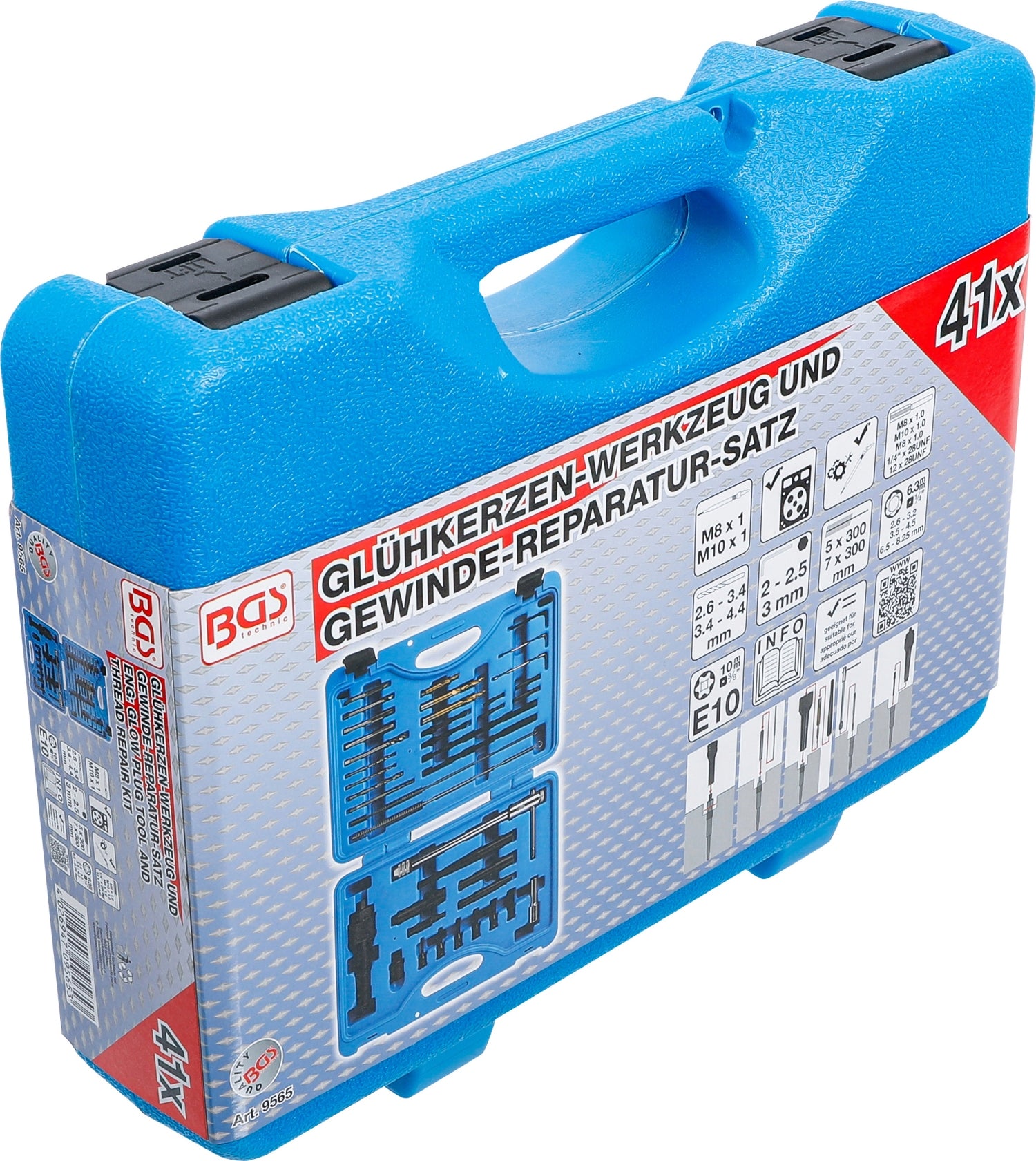 BGS 9565 Glühkerzen Werkzeug und Gewinde Reparatur Satz M8 M10 41 teilig