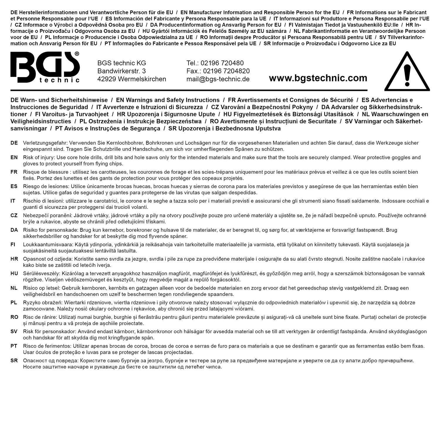 BGS 9580 Satz Spiralbohrer HSS Kernlochmaße Ø 2,5 - 10,2mm 7 teilig