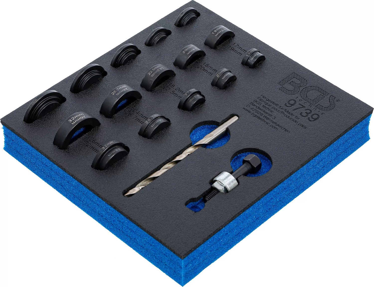 BGS 9739 Satz Lochstanzen für Einparksensoren Ø 17 - 32mm Werkstattwageneinlage 1/6