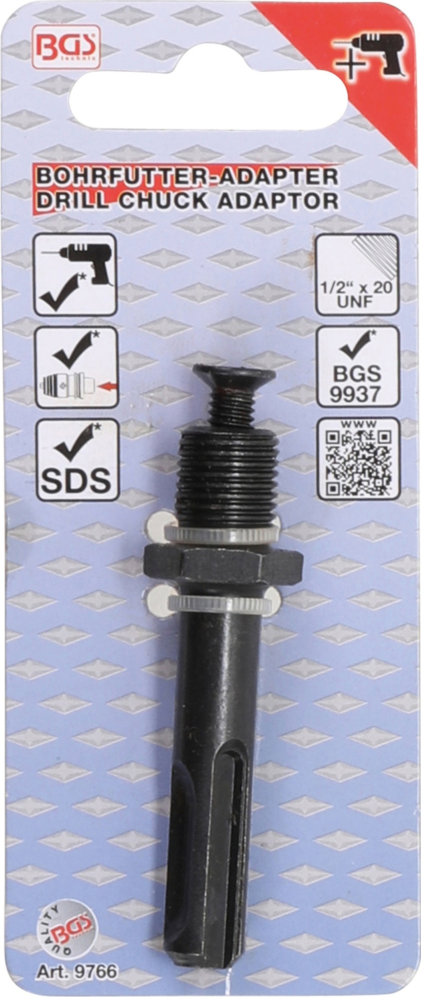 BGS 9766 Bohrfutter Adapter Gewinde 1/2" x 20 UNF für SDS Aufnahme