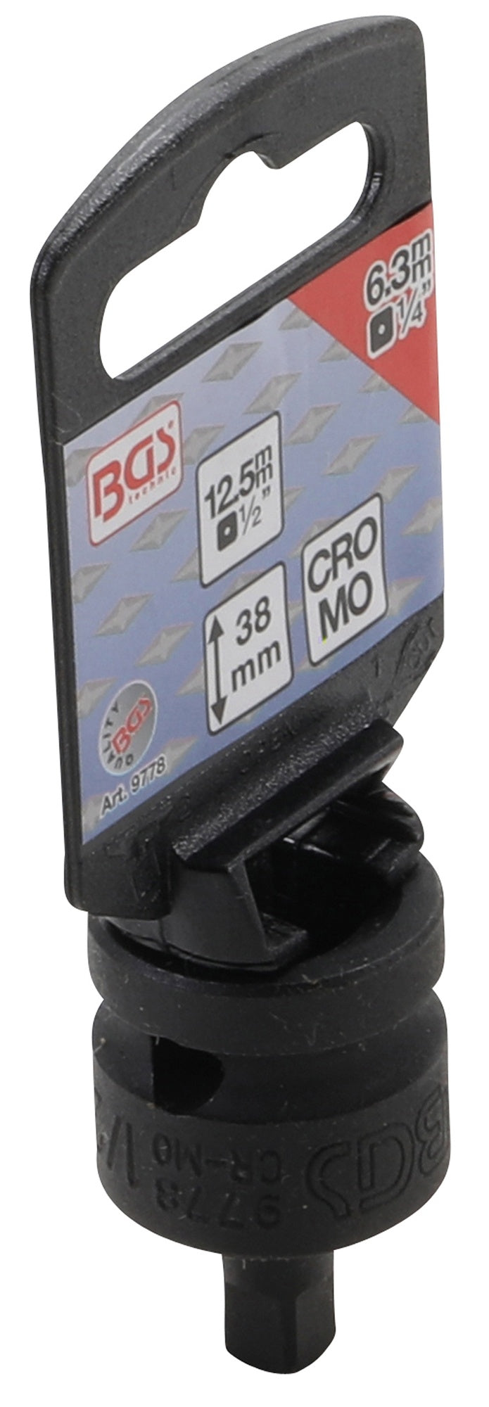 BGS 9778 Kraft Steckschlüssel Adapter Innenvierkant 12,5mm (1/2") - Außenvierkant 6,3mm (1/4")