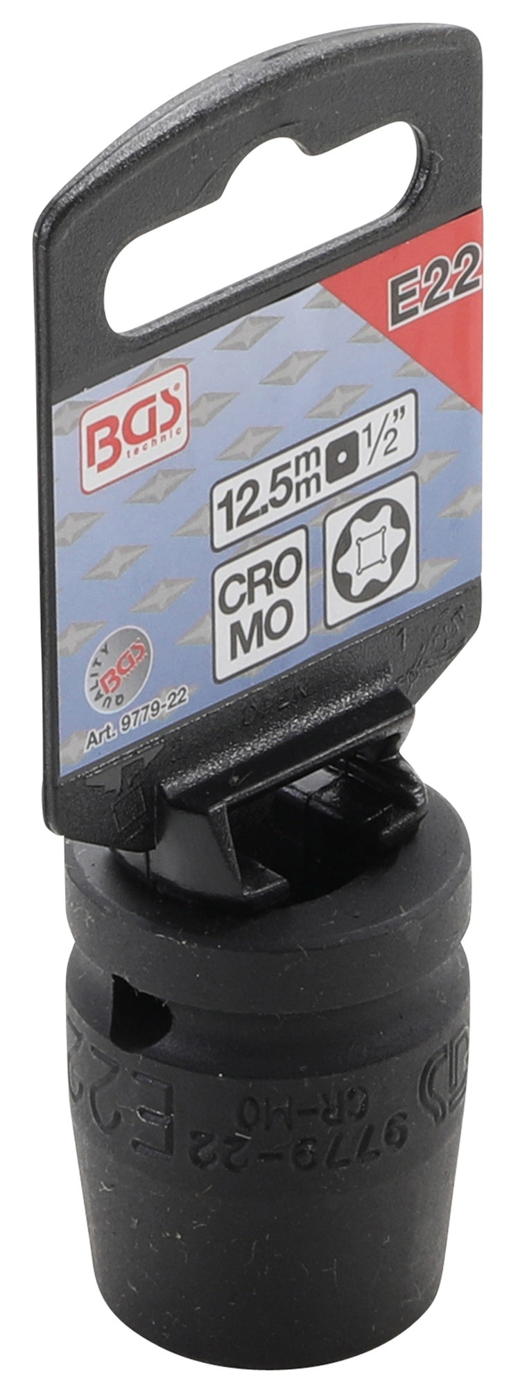 BGS 9779-22 Impact Nuss / Krafteinsatz E-Profil SW E22 Antrieb 12,5mm (1/2") für Schlagschrauber geeignet