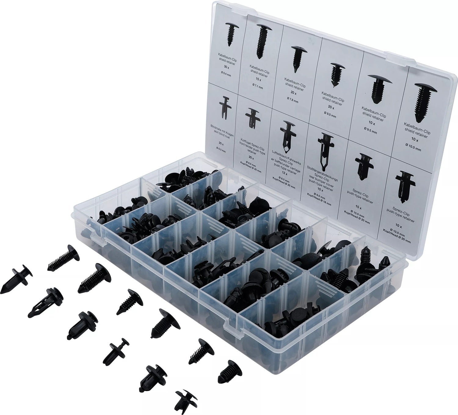 BGS 9780 Sortiment KFZ Befestigungsclip Clips Innenverkleidung universal 192 teilig