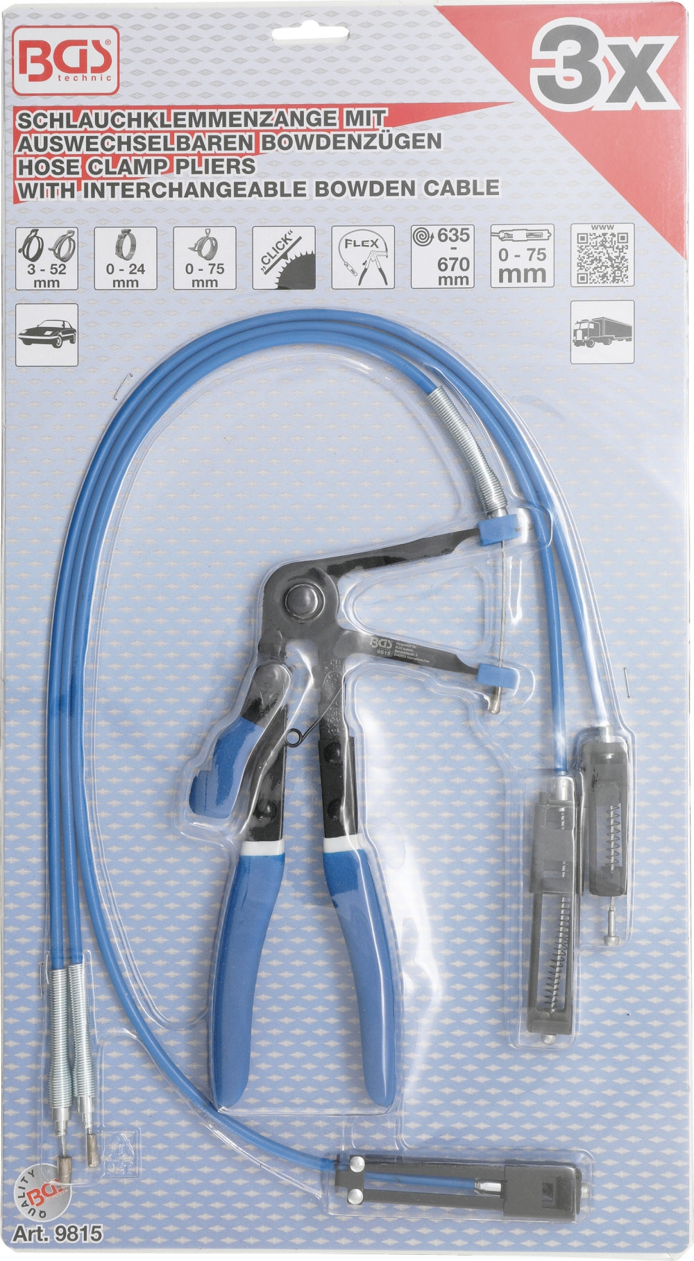 BGS 9815 Schlauchklemmenzange mit auswechselbaren Bowdenzügen 635 - 670mm
