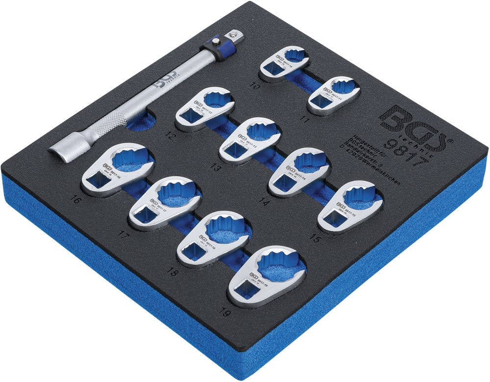 BGS 9817 Satz Hahnenfußschlüssel Werkstatteinlage 1/6 10mm (3/8") SW 10 - 19mm