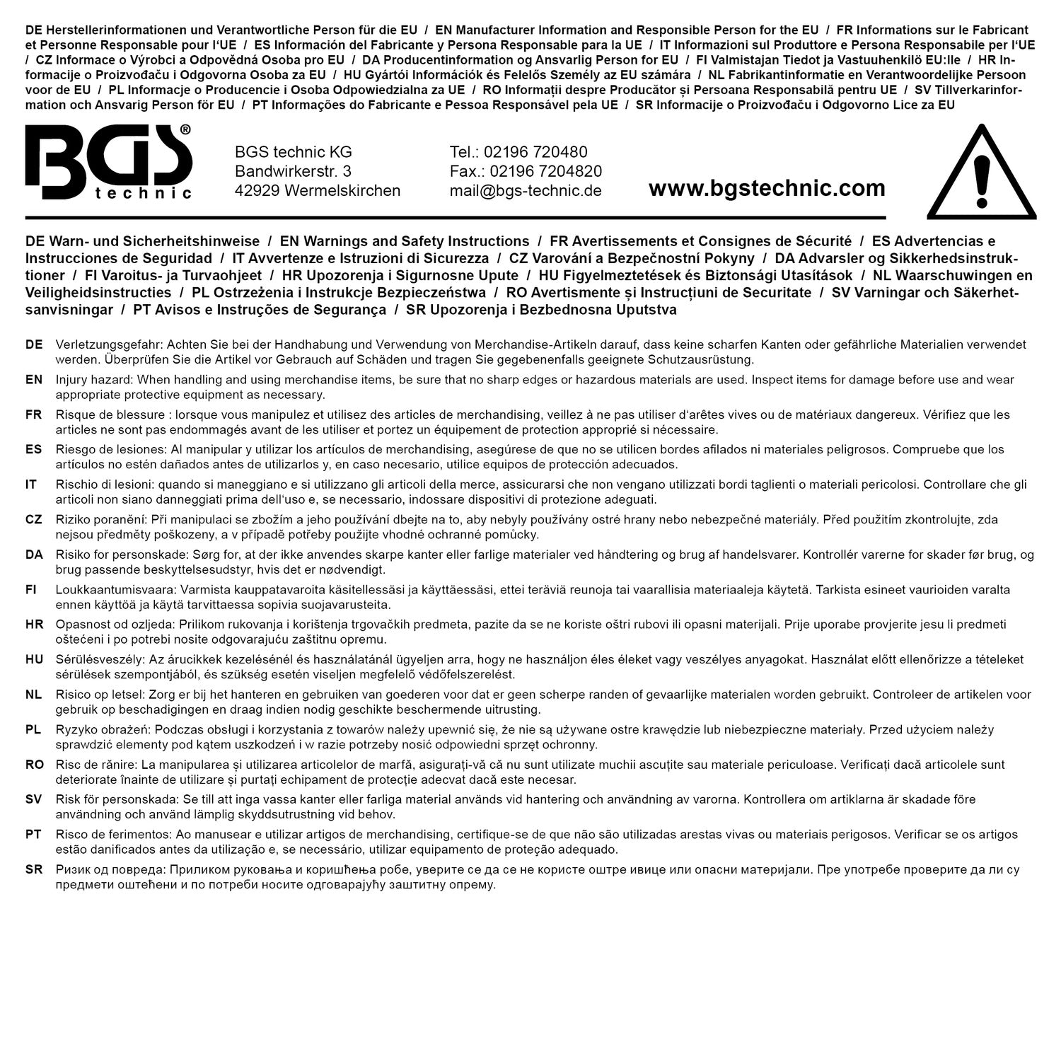 BGS 9828 Regenschirm mit BGS Logo Durchmesser Ø 110mm Stockschirm