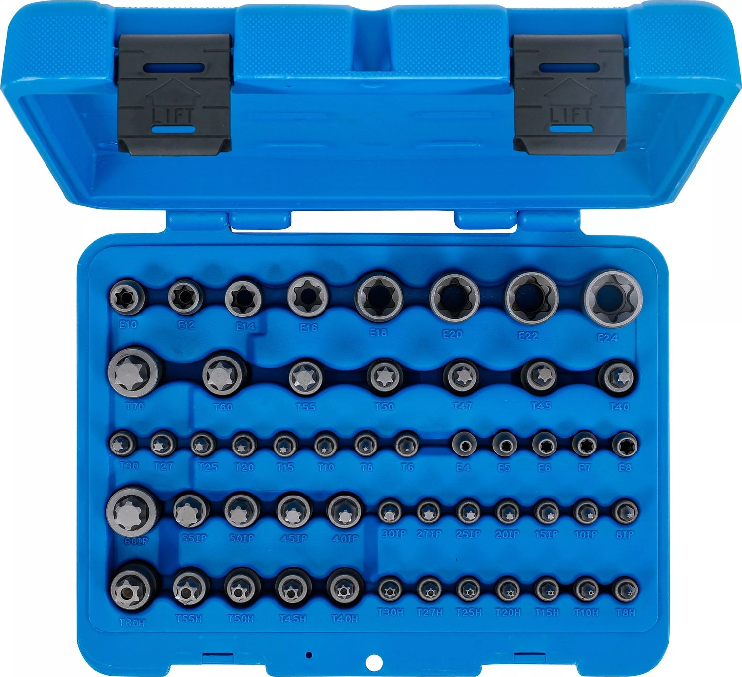 BGS 9839 Biteinsätze, Steckschlüsseleinsätze E-Profil / T-Profil (für Torx) / T-Profil (für Torx) mit Bohrung / TP-Profil (für Torx Plus)