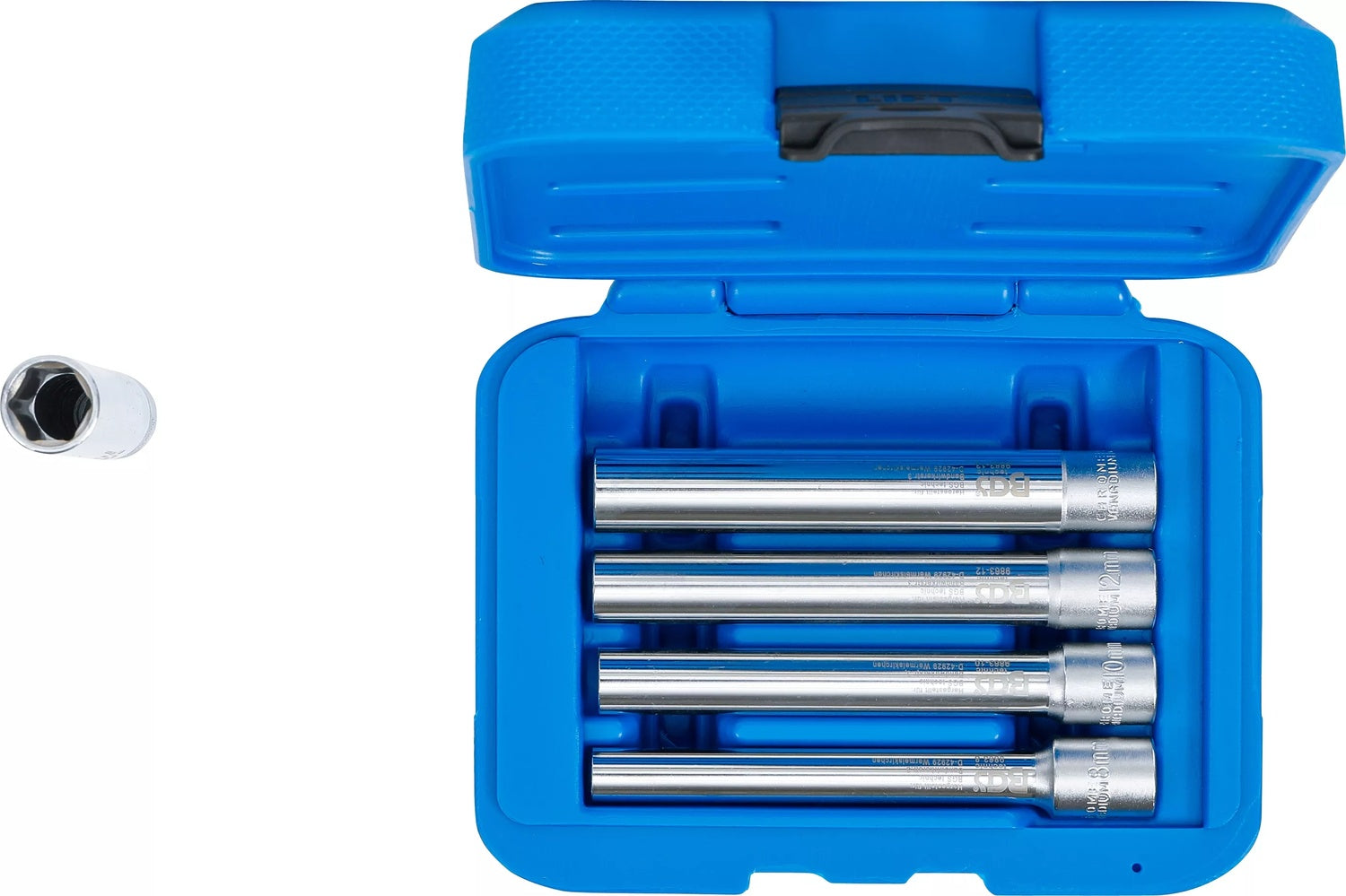 BGS 9863 Satz Steckschlüsseleinsätze Sechskant extra tief Antrieb Innenvierkant 10mm (3/8") SW 8 - 14mm