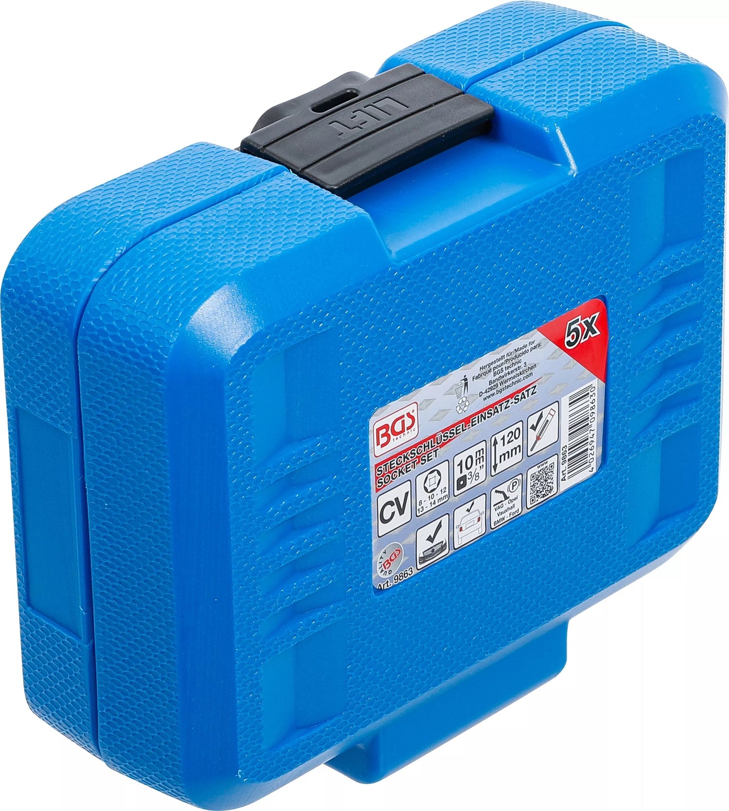 BGS 9863 Satz Steckschlüsseleinsätze Sechskant extra tief Antrieb Innenvierkant 10mm (3/8") SW 8 - 14mm