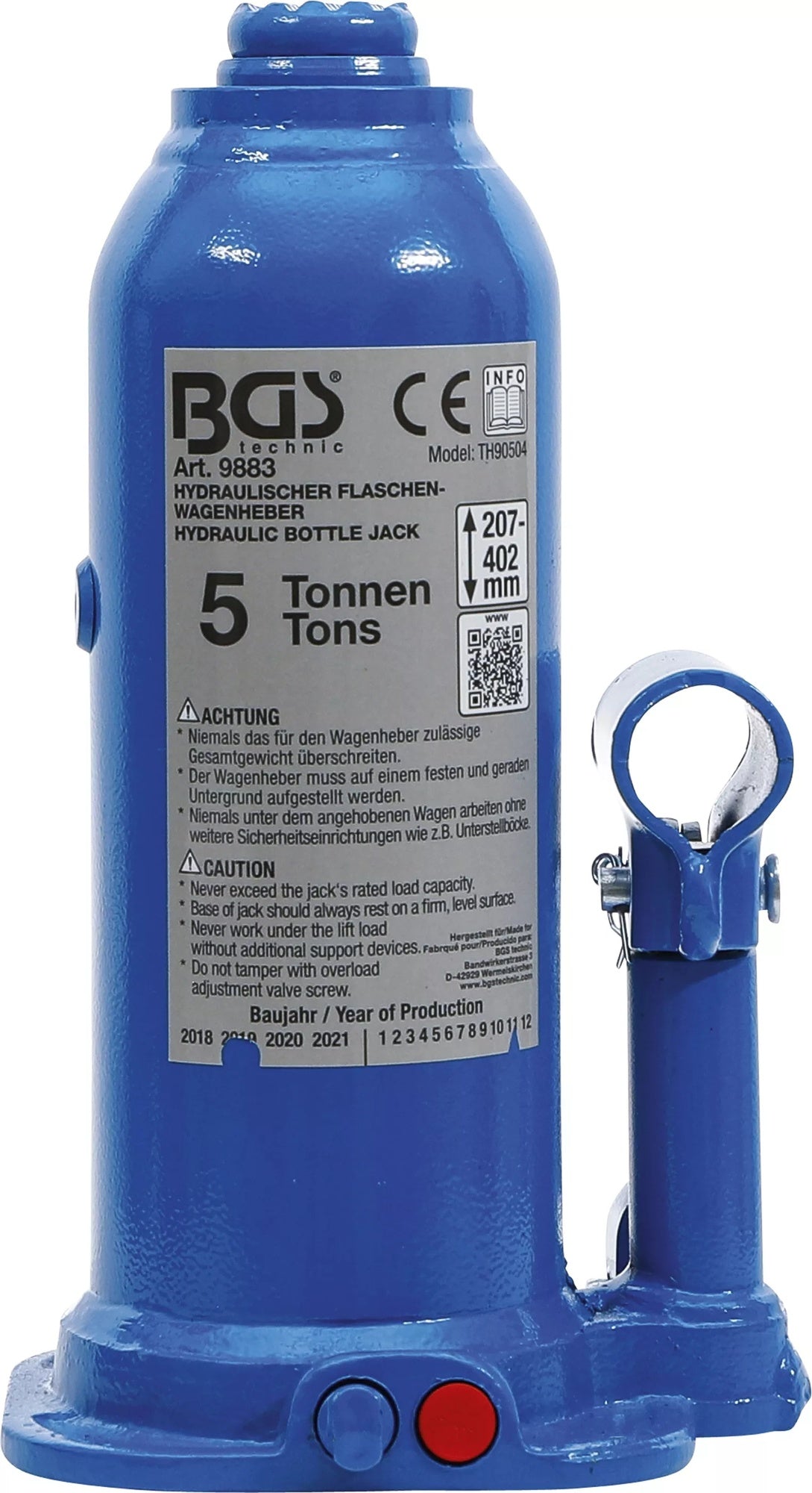 BGS 9883 Hydraulischer Wagenheber Flaschenheber für hohe Fahrzeuggewichte 5t