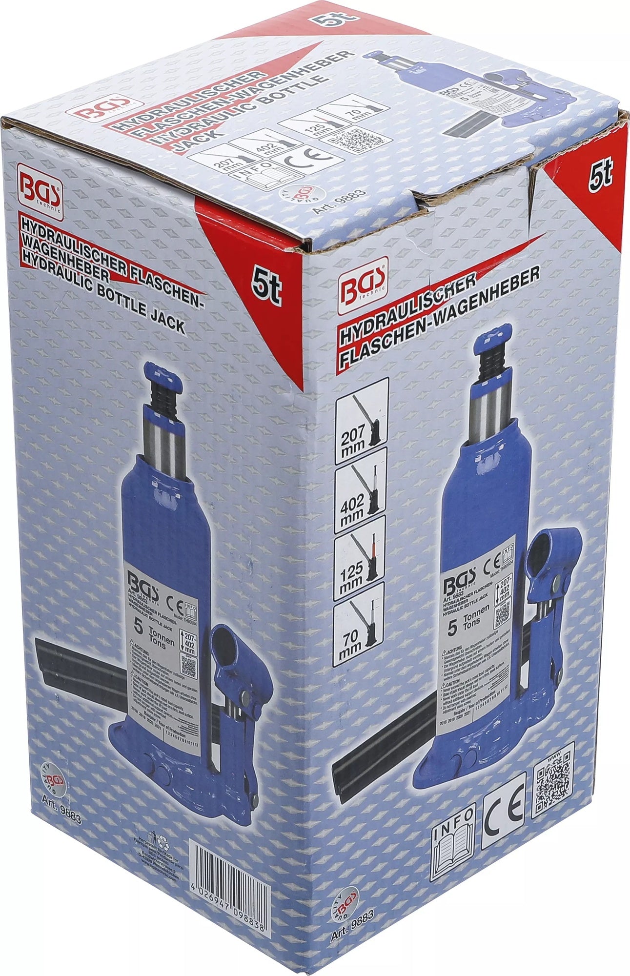 BGS 9883 Hydraulischer Wagenheber Flaschenheber für hohe Fahrzeuggewichte 5t