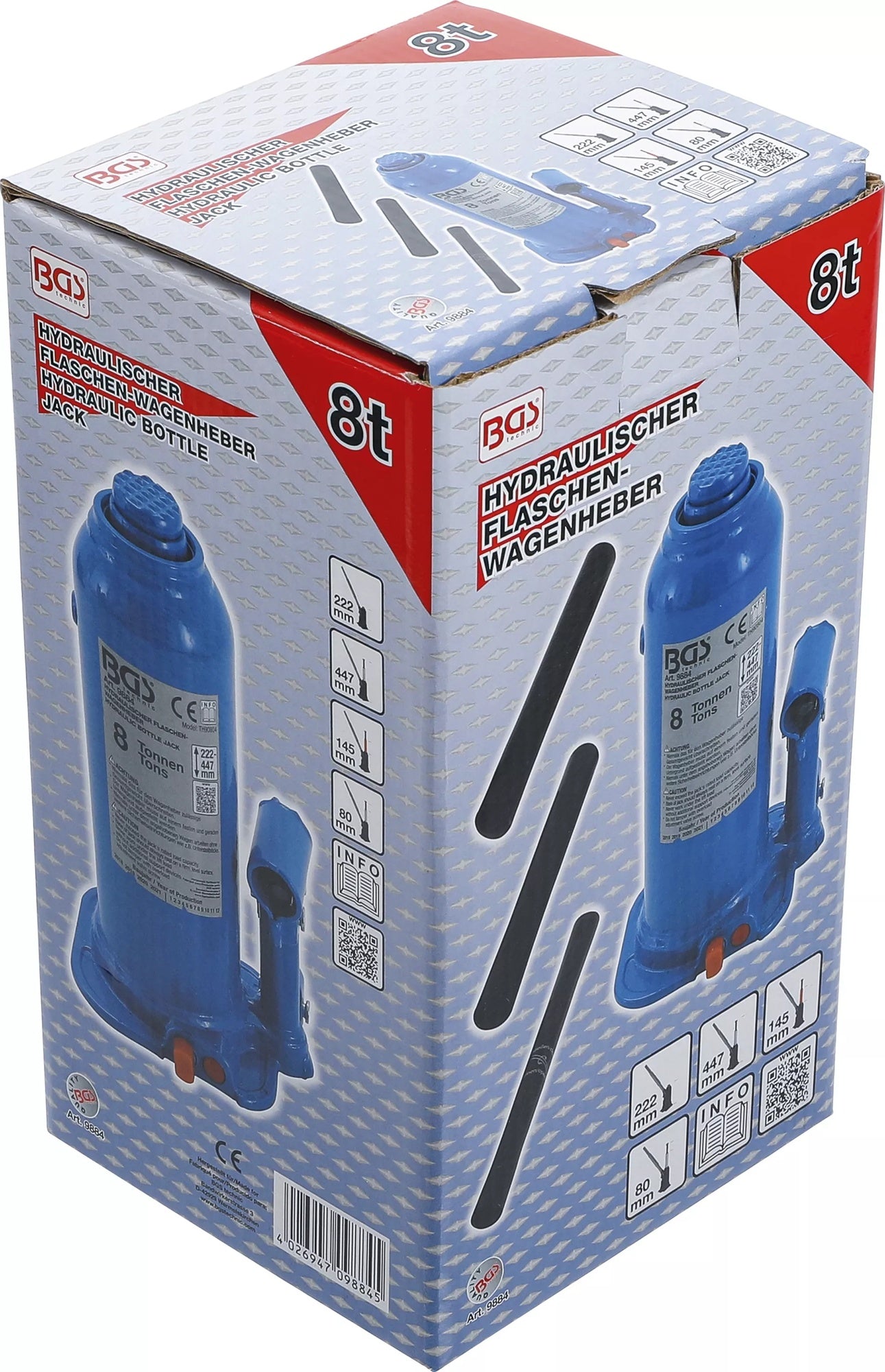 BGS 9884 Hydraulischer Wagenheber Flaschenheber für hohe Fahrzeuggewichte 8t