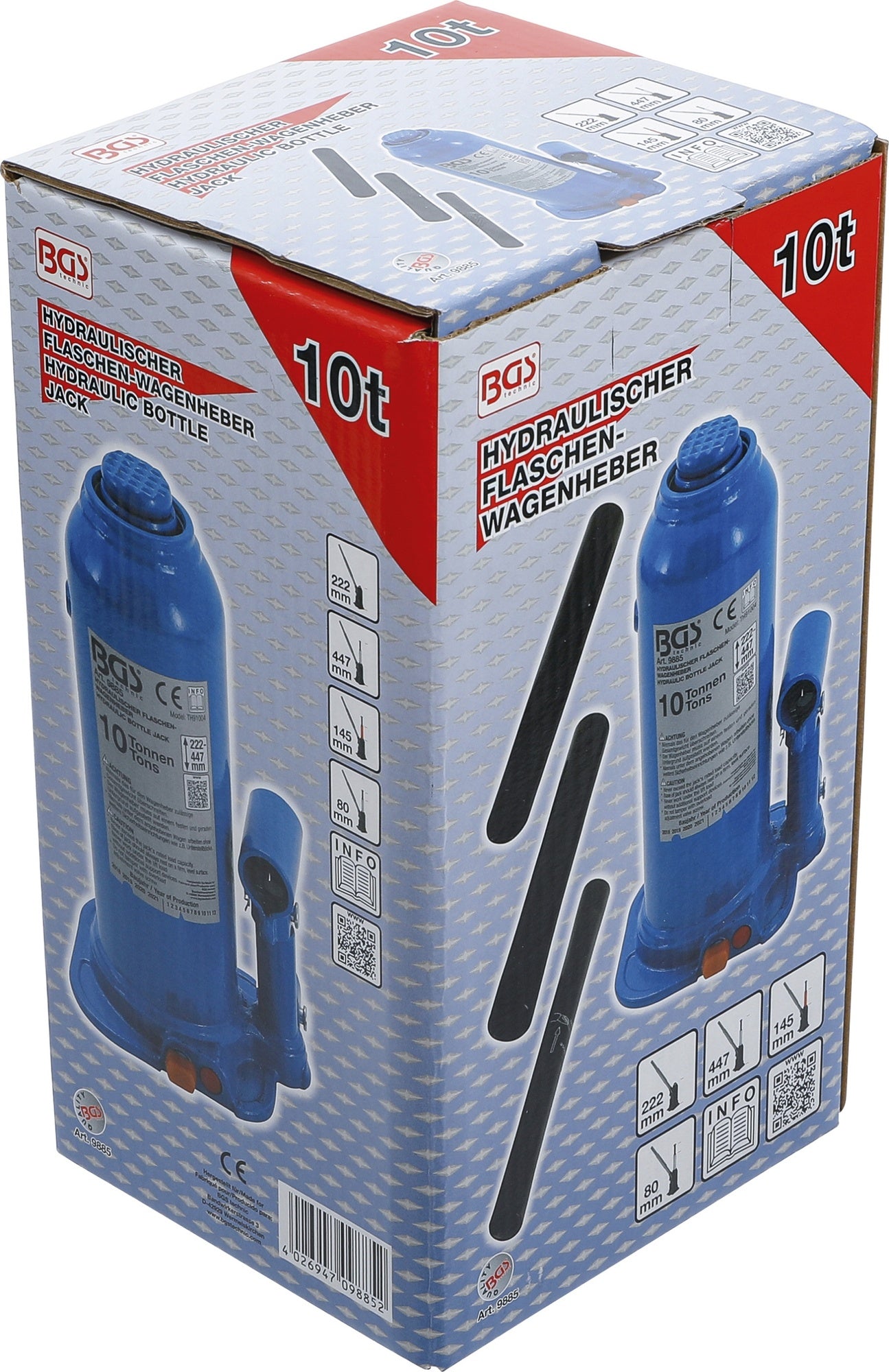 BGS 9885 Hydraulischer Wagenheber Flaschenheber für hohe Fahrzeuggewichte 10t