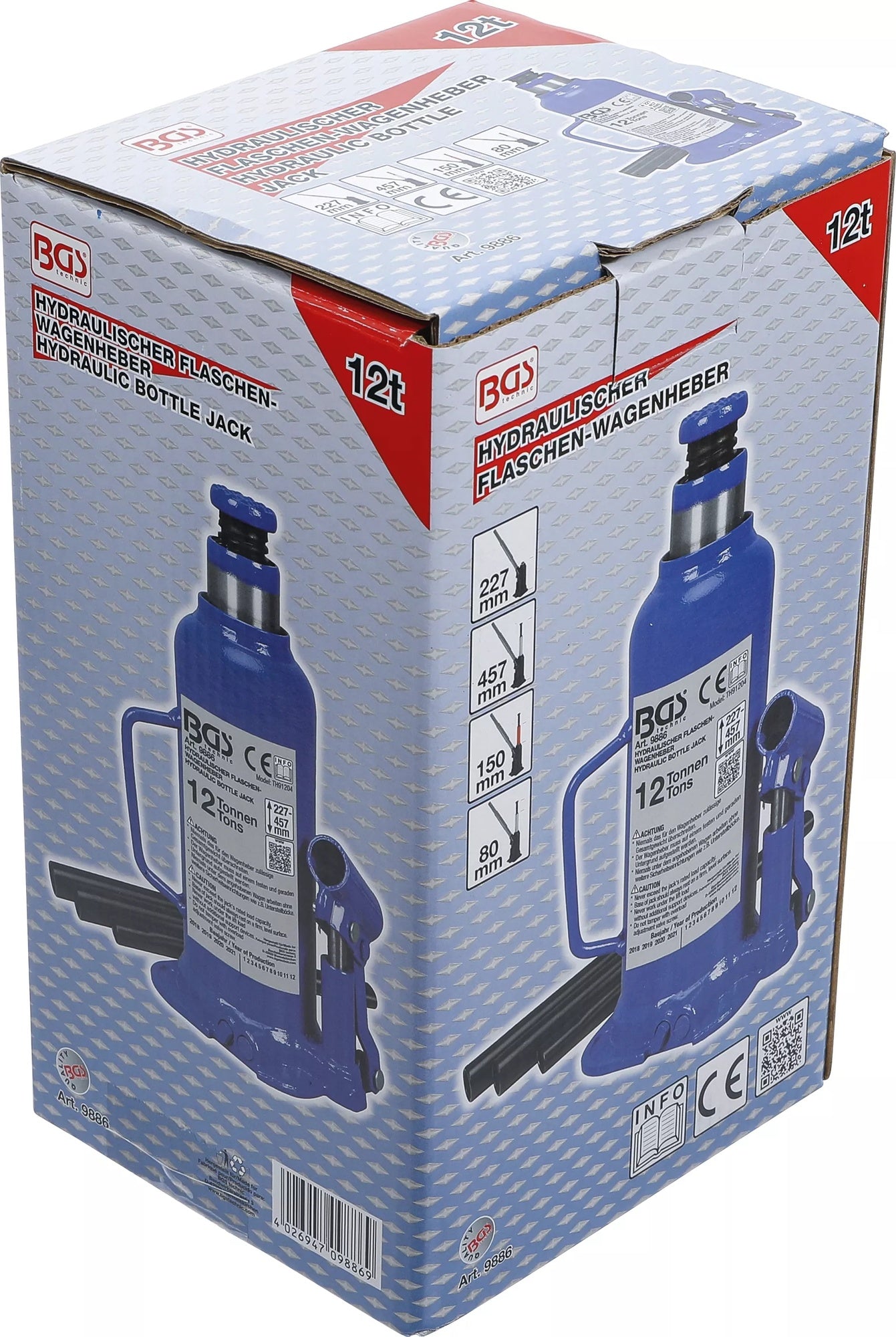 BGS 9886 Hydraulischer Wagenheber Flaschenheber für hohe Fahrzeuggewichte 12t