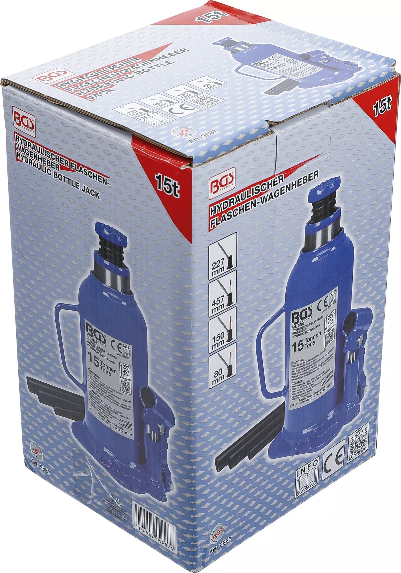 BGS 9887 Hydraulischer Wagenheber Flaschenheber für hohe Fahrzeuggewichte 15t
