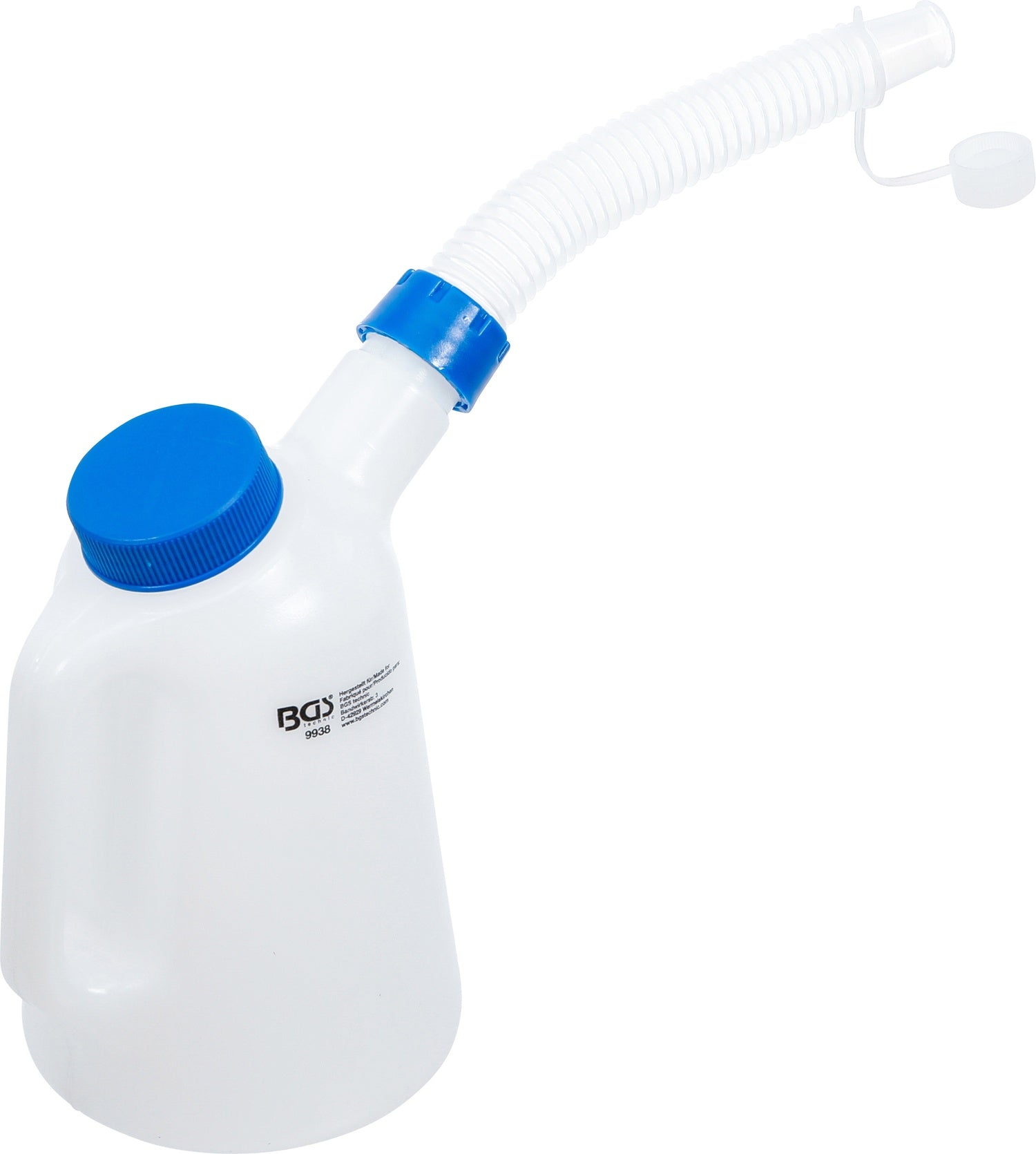 BGS 9938 Füllkanne zum Einfüllen Öl Wasser Diesel Ölkanne mit flexiblem Ausgussstutzen und Deckel 1 Liter