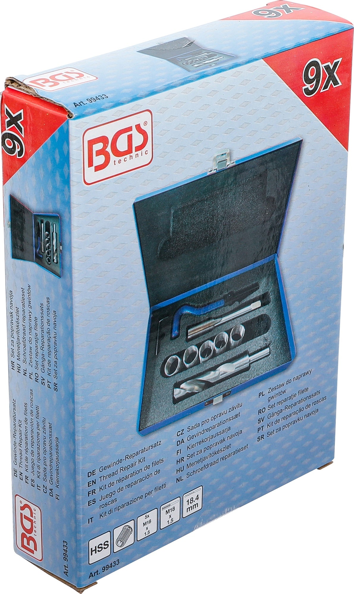 BGS 99433 Reparatursatz für Gewinde M18 x 1,5 9 teilig