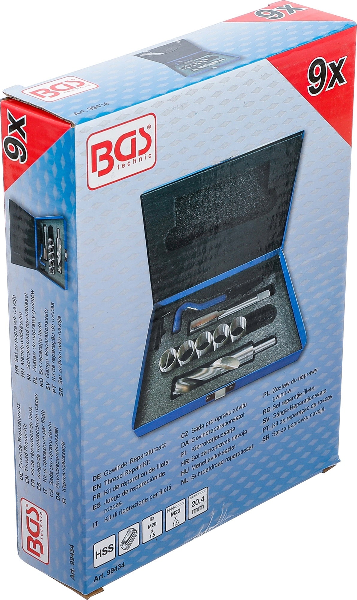 BGS 99434 Reparatursatz für Gewinde M20 x 1,5 9 teilig