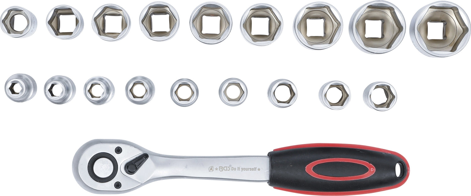 BGS DIY 15110 Satz Steckschlüssel Antrieb 12,5mm (1/2") SW 8 - 32mm 19 teilig