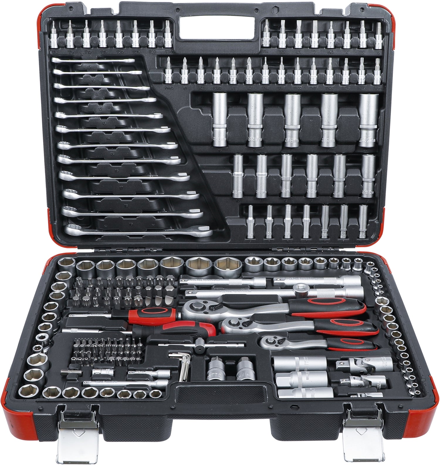 BGS DIY 15216 Satz Steckschlüssel Antrieb 6,3mm (1/4") & 10mm (3/8") & 12,5mm (1/2") 216 teilig