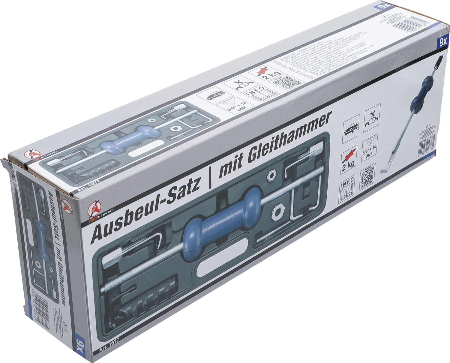 BGS DIY 1677 Ausbeulsatz mit Gleithammer 9 teilig