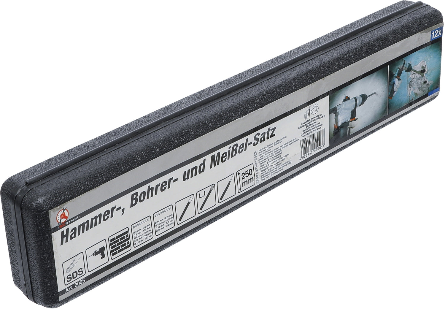 BGS DIY 2005 Satz Hammer Bohrer Meißel SDS-Schaft Hartmetallspitze Ø5 - 20mm 12 teilig