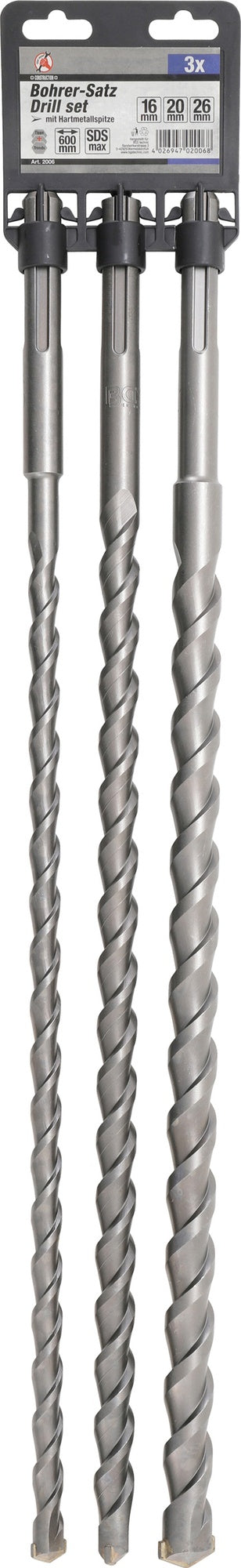 BGS DIY 2006 Satz Mauer Durchbruch Bohrer SDS-MAX-Schaft Ø16 20 26mm 3 teilig