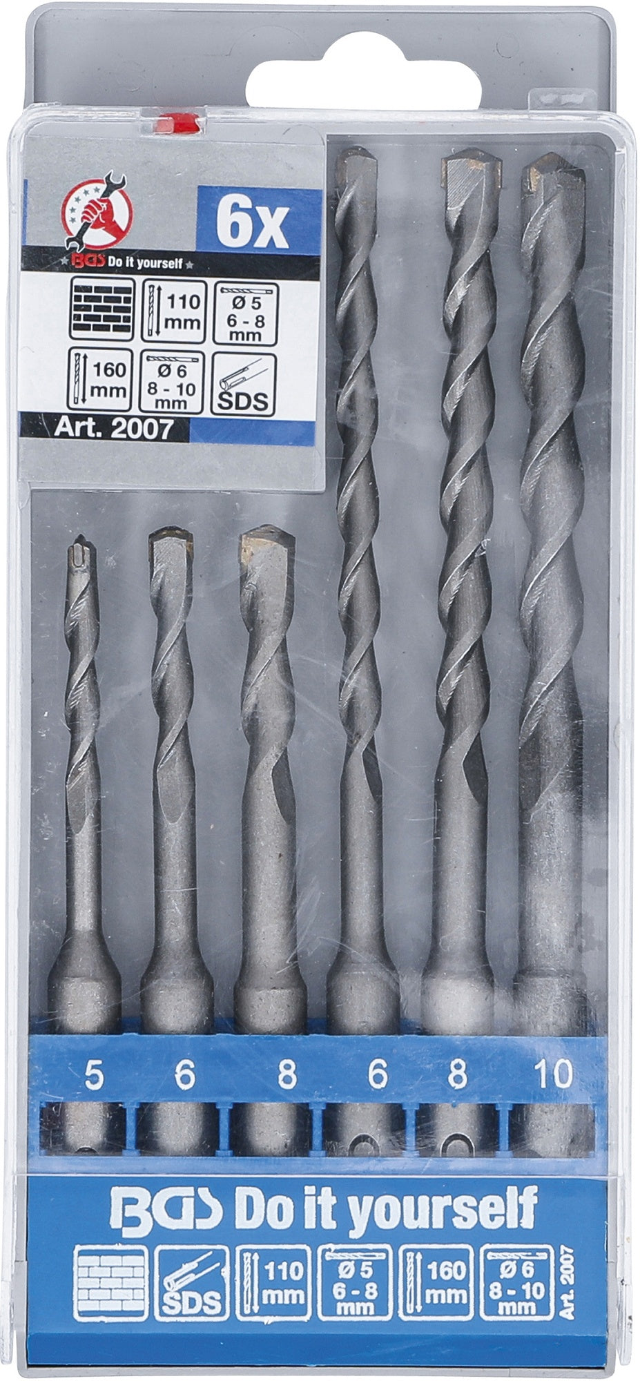 BGS DIY 2007 Satz Hammer Bohrer SDS-Schaft Hartmetallspitze Ø5 - 10mm 6 teilig