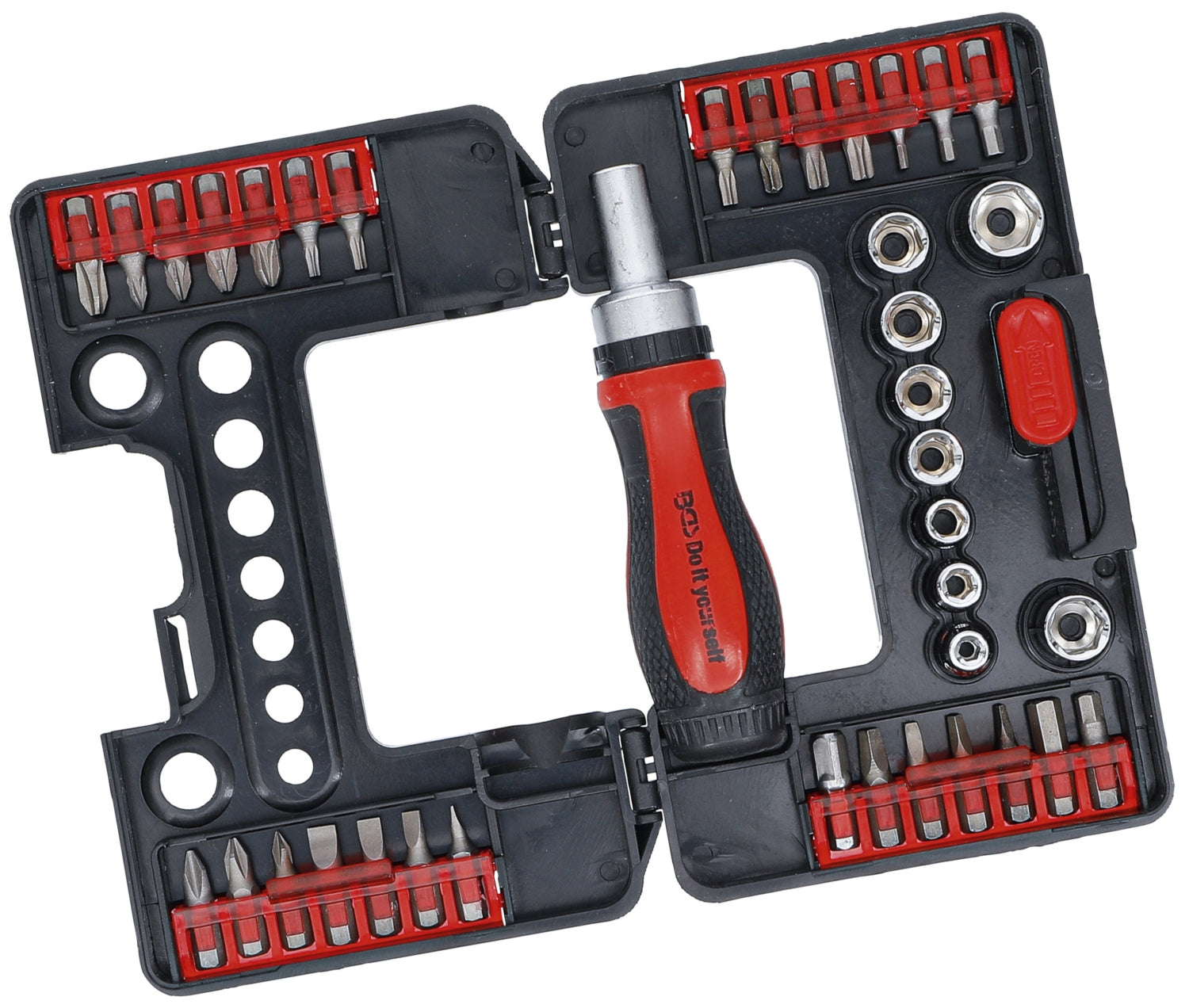 BGS DIY 20138 Satz Bits & Steckschlüsseleinsätze mit Ratschendrehgriff für Bits umschaltbar 38 teilig