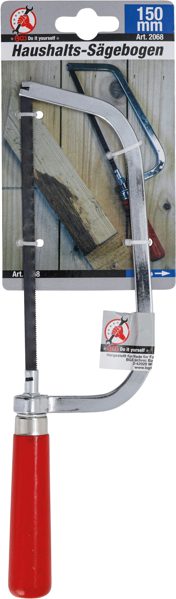 BGS DIY 2068 Haushalts Sägebogen inklusive 1 Sägeblatt mit Spanngriff Länge 150mm