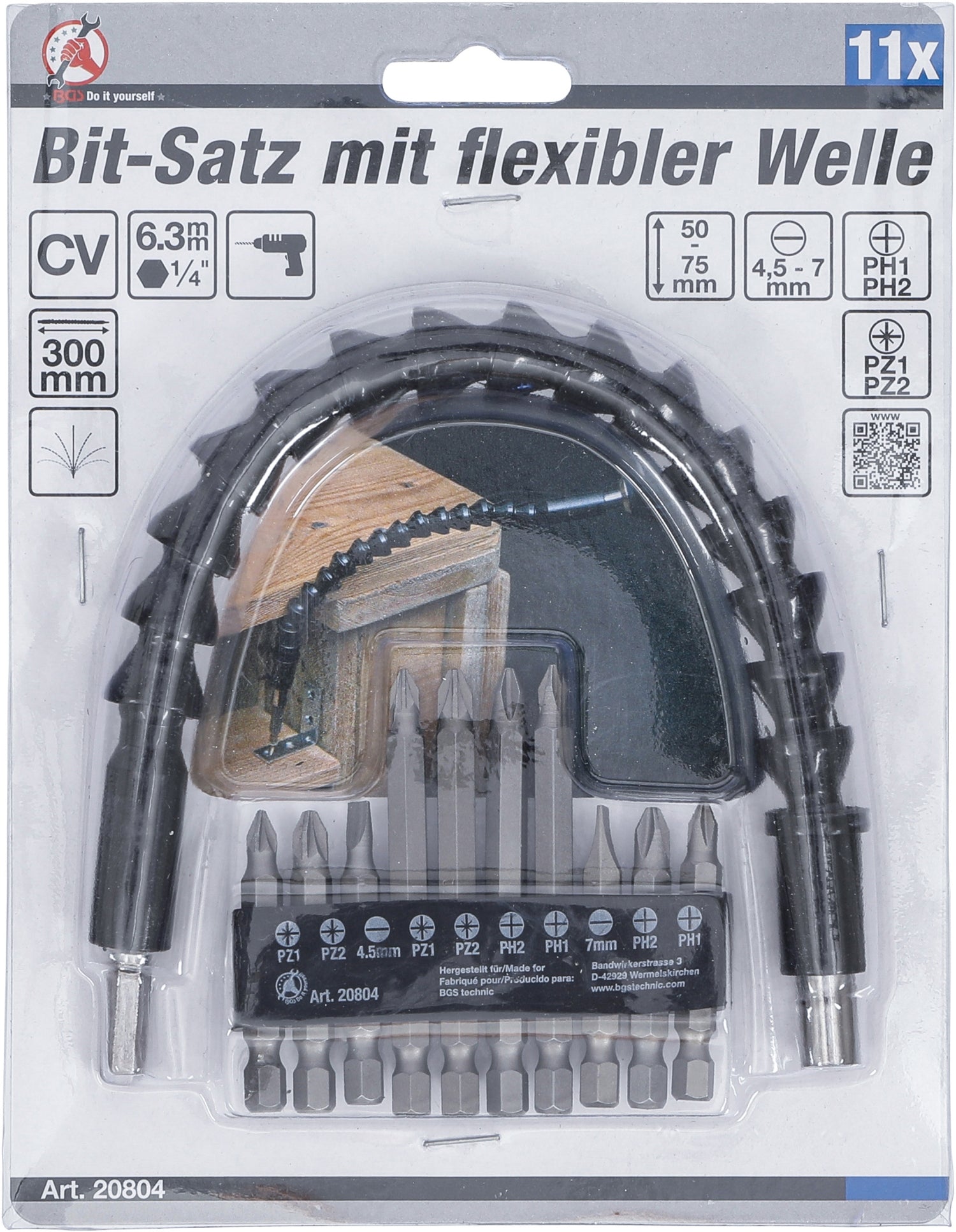 BGS DIY 20804 Satz Bits mit flexibler Welle Antrieb 6,3mm (1/4") 11 teilig